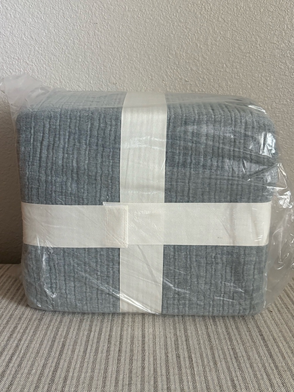 NWT Full/Queen Textured Chambray Cotton Duvet Cover & Sham Set Dark Teal Blue